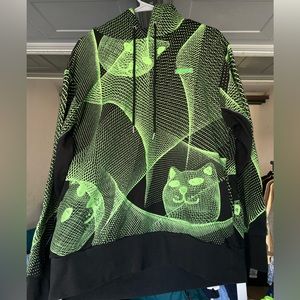 NWOT RipNDip Future Trip Glow in the Dark Black/Neon Hoodie Size M